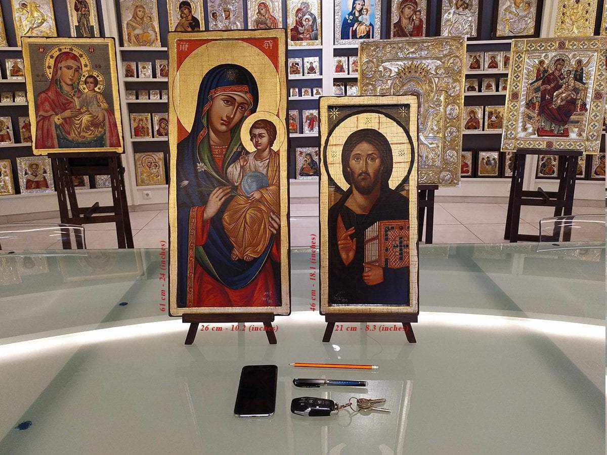Archangel Gabriel - 100% handpainted wooden icon in canvas with gold background - Mount Athos - Image 3