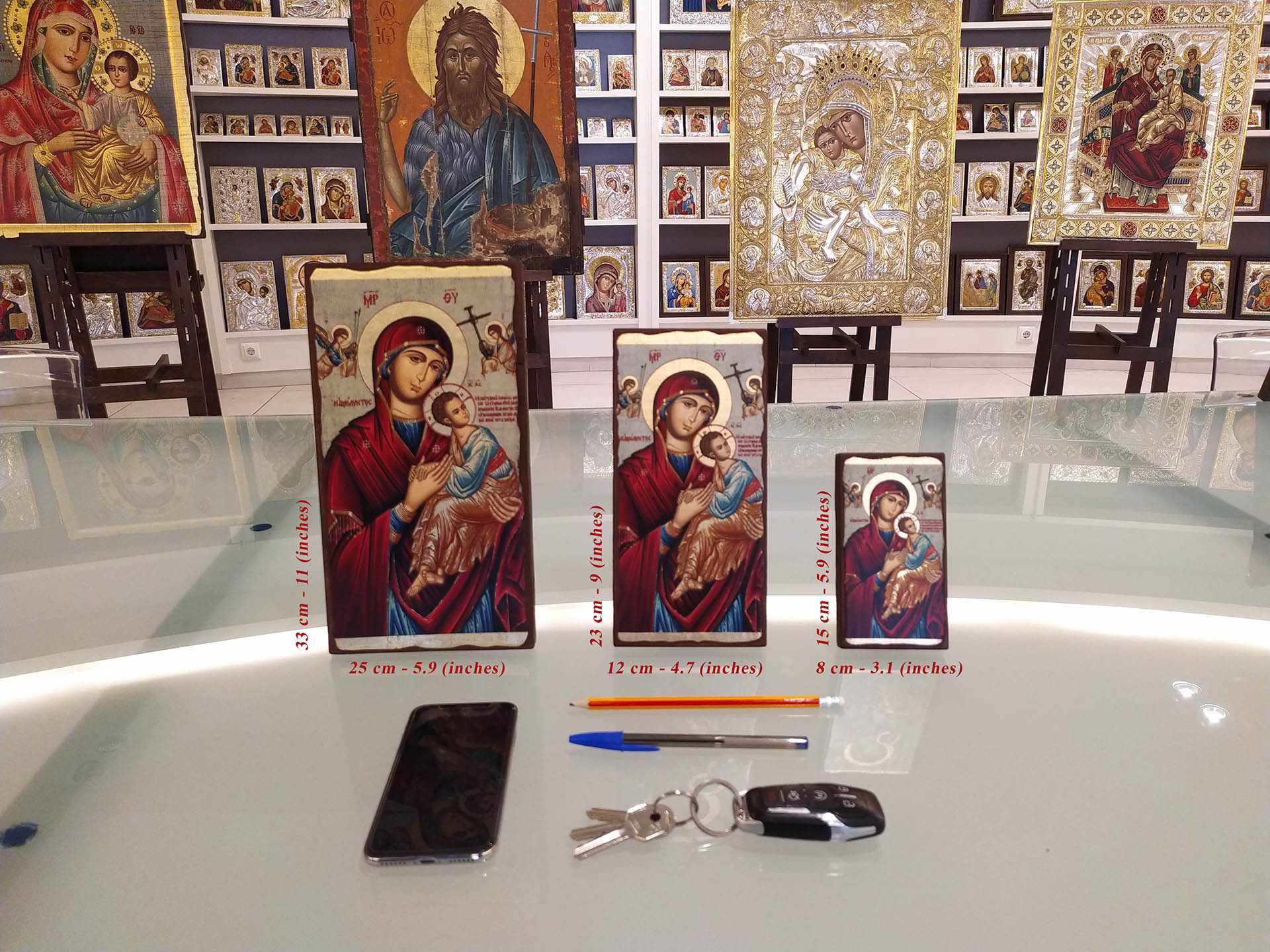 Archangel Gabriel - Aged wooden icon in canvas with gold background - Mount Athos - Image 4