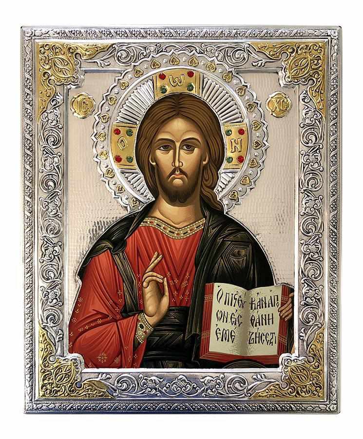 Jesus Christ from Kazan - Silver icon on wood, locally gold plated - Mount Athos - Image 9