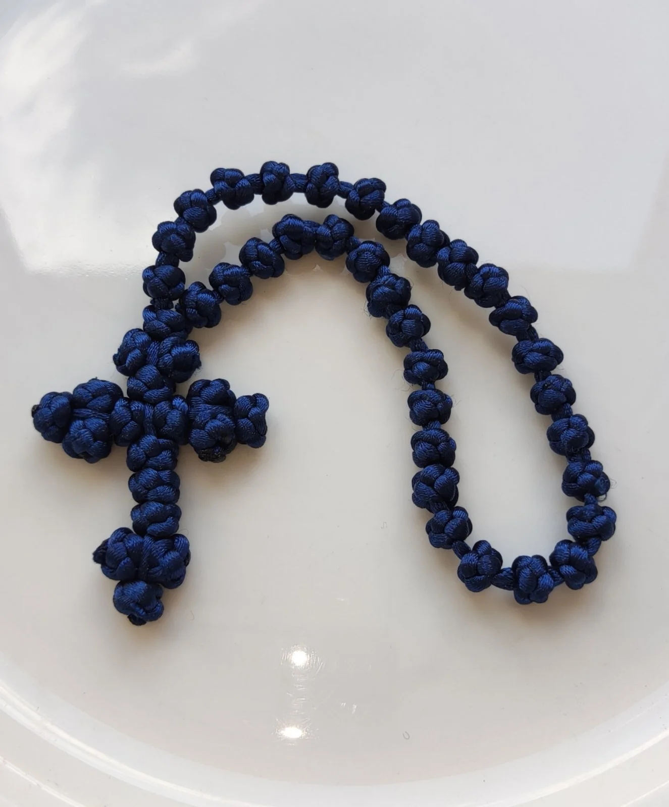 Mount Athos Waxed Prayer Rope with 33 Knots & Woven Cross – Multiple Colors (Black, Red, Green, Blue) - Image 4