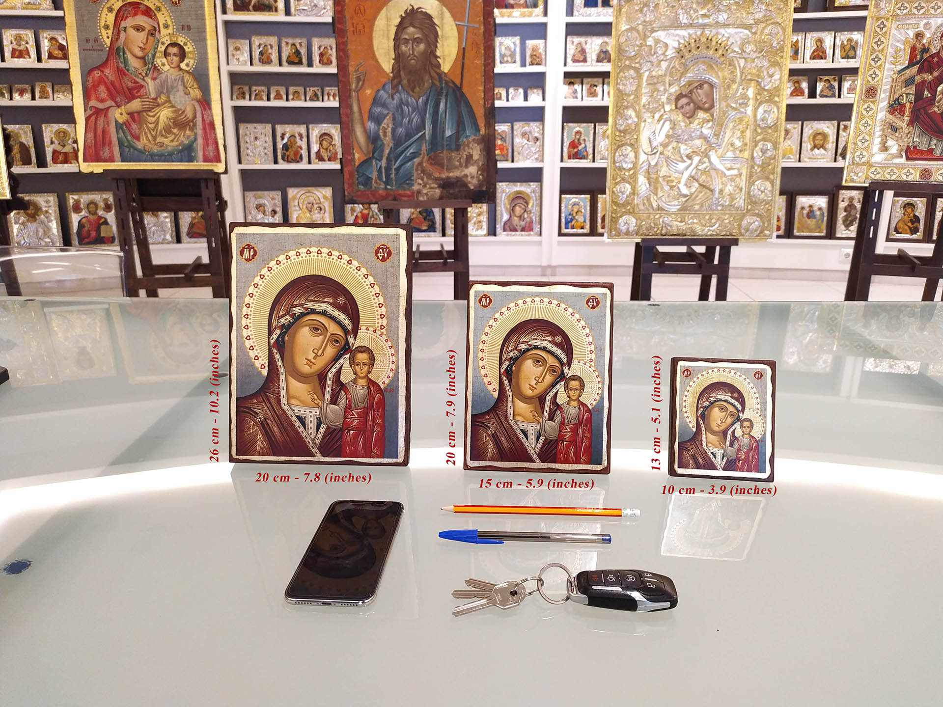 The Holy Family - Aged wooden icon in canvas with gold background - Mount Athos - Image 4